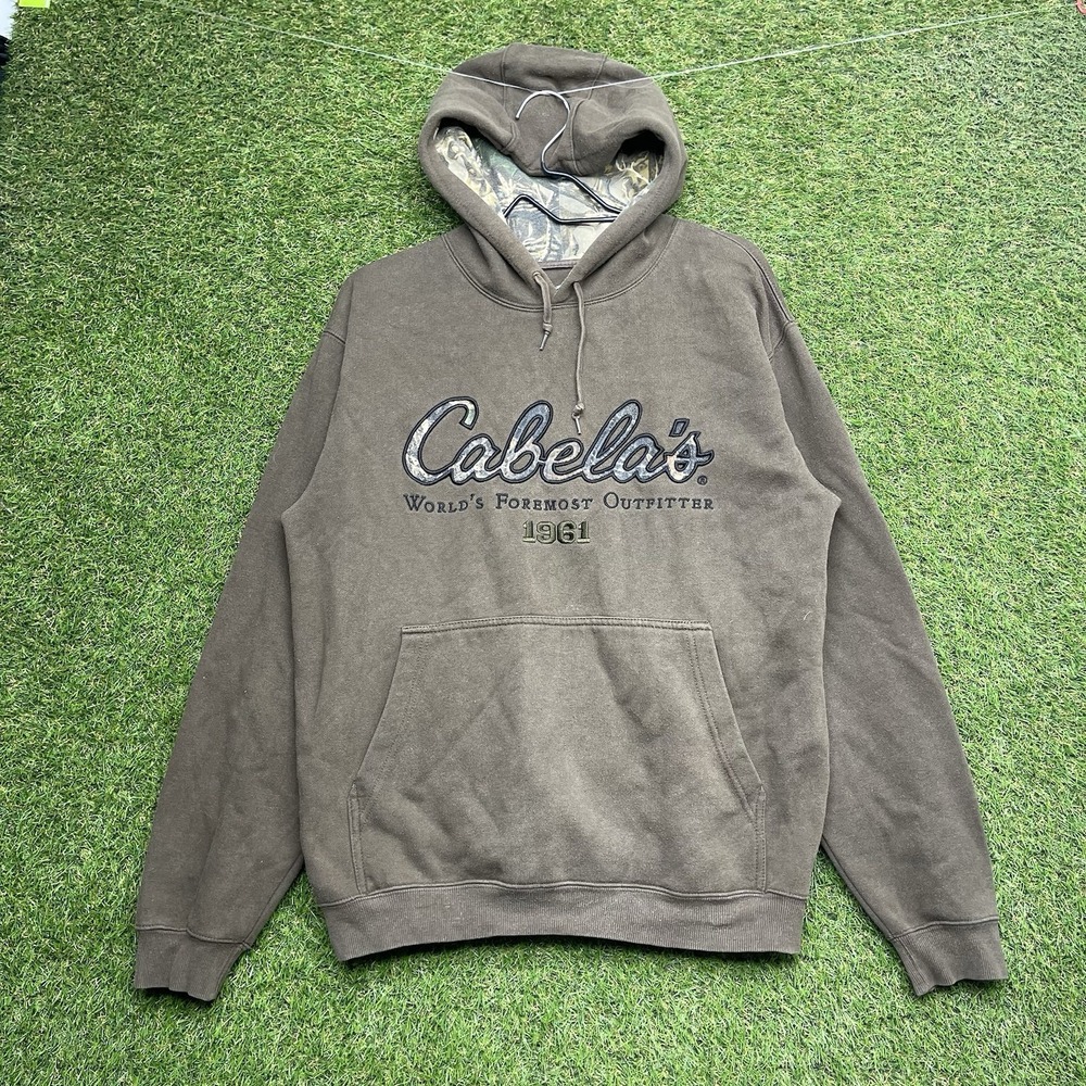 Cabelas Hoodie Mens Medium Camo Mossy Oak Treestand Pullover Hunting Sweatshirt